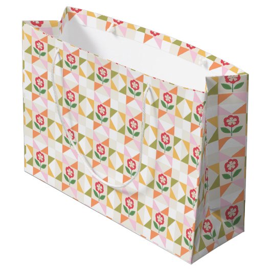Mooie gebloemde patchwork quilt cadeautas (Achterkant Gekanteld)
