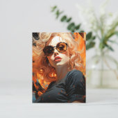 Mooie geblonde vrouw briefkaart (Staand voorkant)