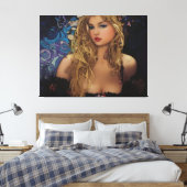 Mooie geblonde vrouw canvas afdruk (Insitu (Slaapkamer))