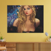 Mooie geblonde vrouw canvas afdruk (Insitu (Woonkamer))