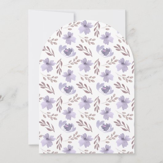 Mooie Gebogen Paarse Bloemige Bruidsdouche Kaart (Achterkant)