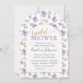 Mooie Gebogen Paarse Bloemige Bruidsdouche Kaart (Voorkant)