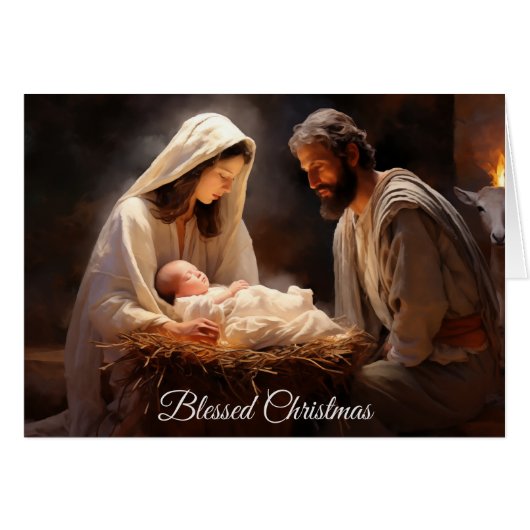 Mooie Geboorte Gezegende Kerst Kaart (Voorkant Horizontaal)