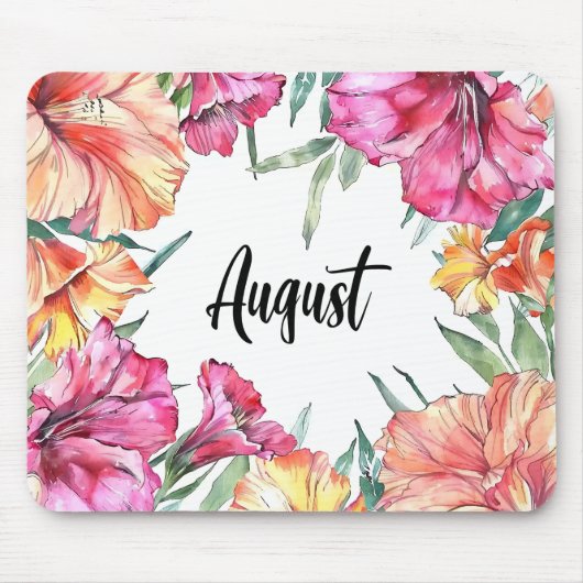 Mooie Geboorte Maand Bloemen/Augustus Muismat (Voorkant)