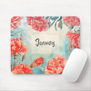 Mooie Geboorte Maand Bloemen/Januari Muismat