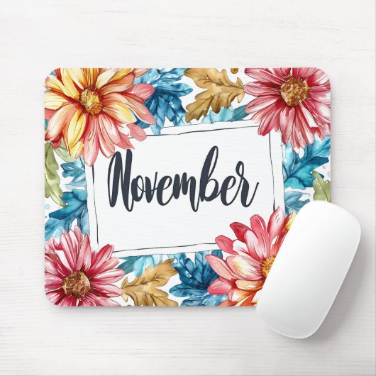 Mooie Geboorte Maand Bloemen/November Muismat (Met muis)