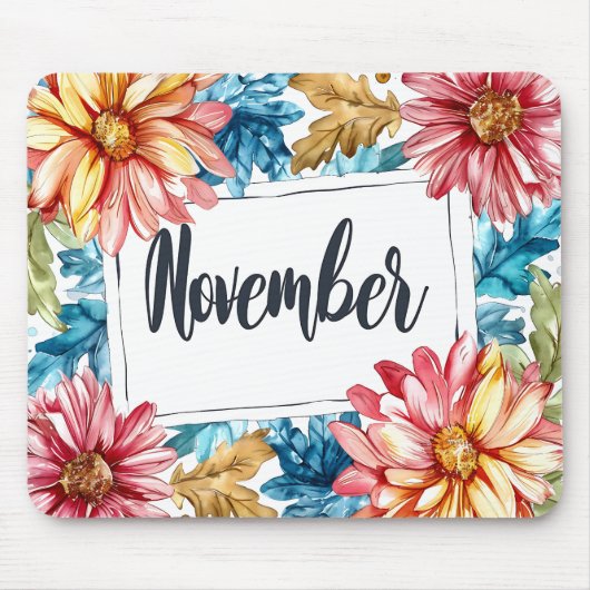 Mooie Geboorte Maand Bloemen/November Muismat (Voorkant)