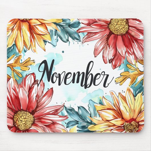 Mooie Geboorte Maand Bloemen/November Muismat (Voorkant)