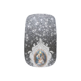 Mooie Geboorte Scène Faux Glitter Minx Nail Art