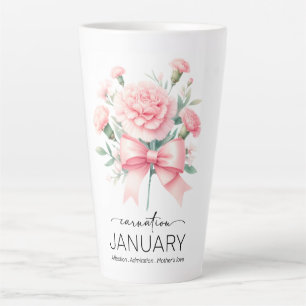 Mooie Geboortemaand Bloem Januari Anjer Latte Mok
