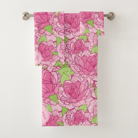 Mooie Geborduurde Roze Rozen Bad Handdoek (Insitu)