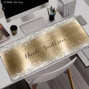 Mooie geborstelde gouden nepsil glitter bureaumat