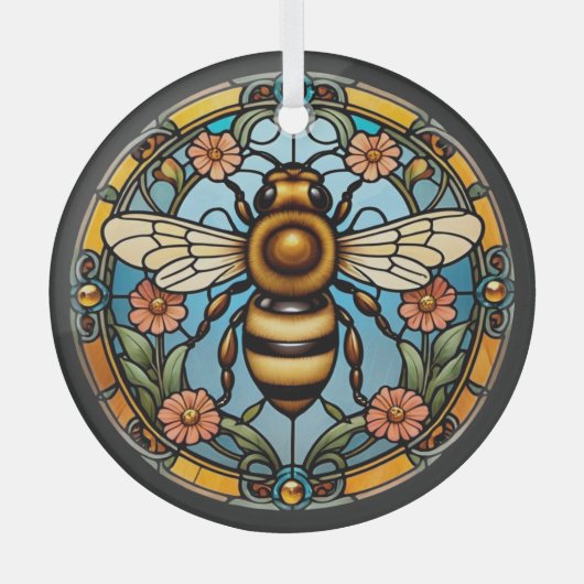 Mooie Gebrandschilderde Bij Glas Ornament (Voorkant)