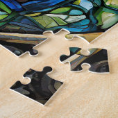 Mooie gebrandschilderde glazen kunst puzzel (Zijkant)