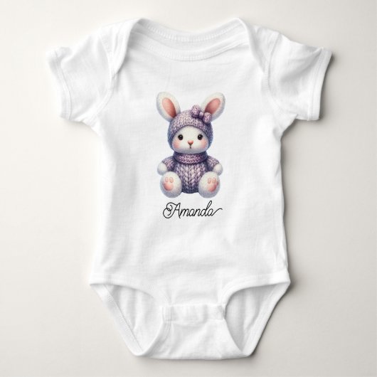 Mooie Gebreide Baby Konijn Romper (Voorkant)