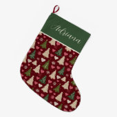 Mooie Gebreide Kerstbomen Patroon  Grote Kerstsok (Voorkant (Hangend))