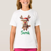 Mooie Gebreide Rendier Kerst Illusie T-Shirt (Voorkant)