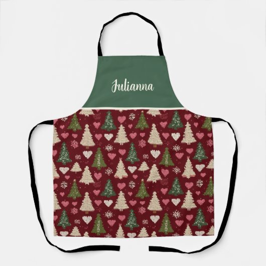 Mooie Gebreide Stijl Kerstboom Patroon Schort (Voorkant)