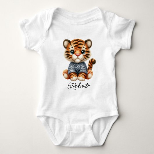 Mooie Gebreide Tijger Baby Romper (Voorkant)