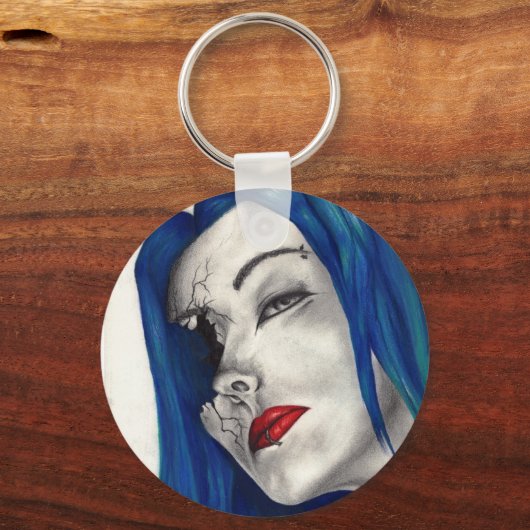 Mooie Gebroken Fantasie Goth Horror Surreal Kunst Sleutelhanger (Voorkant)