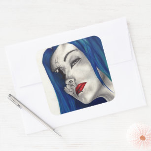 Mooie Gebroken Fantasie Goth Horror Surrealistisch Vierkante Sticker