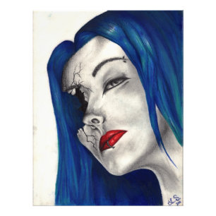 Mooie Gebroken Fantasy Horror Goth Meisje Kunst Foto Afdruk