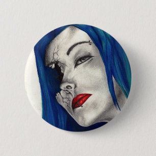 Mooie Gebroken Goth-meisjesfantasie Originele Kuns Ronde Button 5,7 Cm