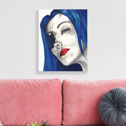 Mooie gebroken Gothic Girl Horror Fantasy Art Canvas Afdruk (Insitu (Woonkamer))
