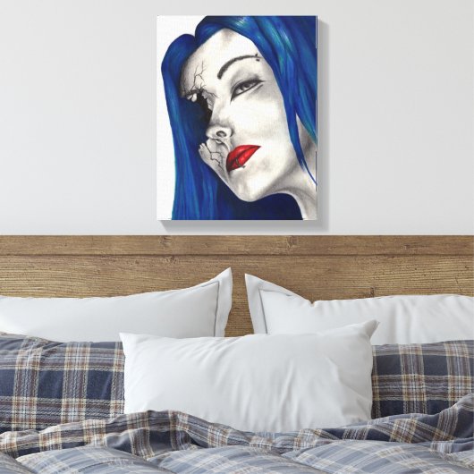 Mooie gebroken Gothic Girl Horror Fantasy Art Canvas Afdruk (Insitu (Slaapkamer))