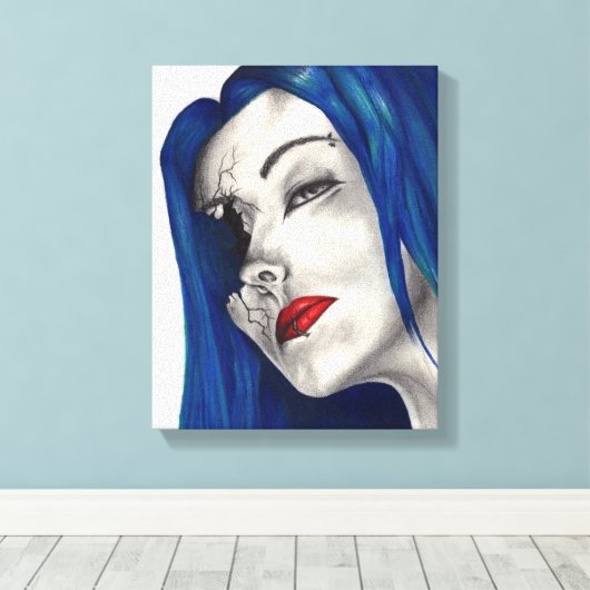 Mooie gebroken Gothic Girl Horror Fantasy Art Canvas Afdruk (Insitu (Houten vloer))