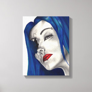 Mooie gebroken Gothic Girl Horror Fantasy Art Canvas Afdruk