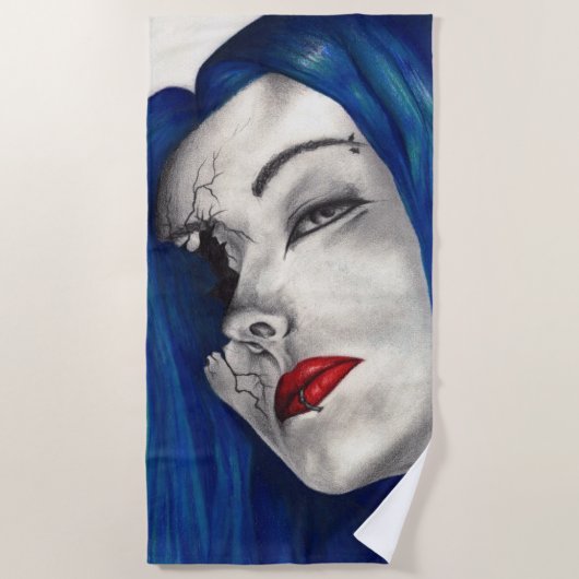 Mooie gebroken Gothic Girl Horror Fantasy Art Strandlaken (Voorkant)