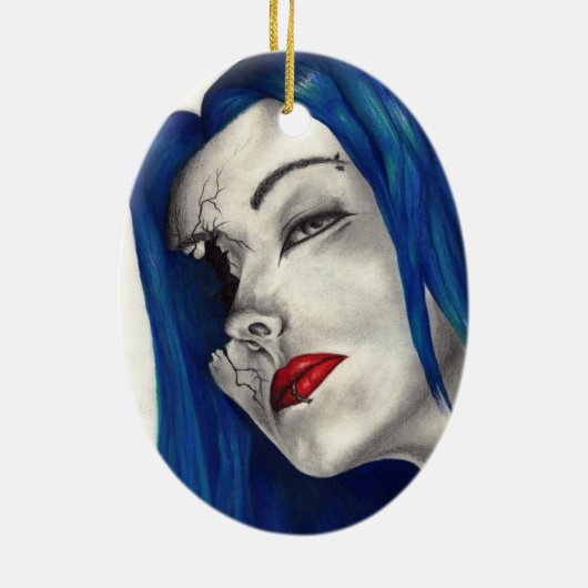 Mooie gebroken Gothic Lady Fantasy Original Art Keramisch Ornament (Achterkant)