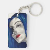 Mooie gebroken Gothic Voman Fantasy Original Art Sleutelhanger (achterkant)