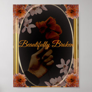 Mooie Gebroken Gotische Bloemen Poster