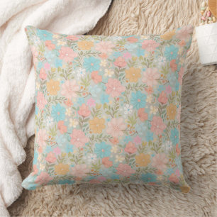 Mooie gedempte pastel bloemenpatroon kussen