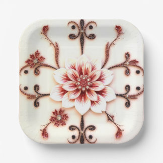 Mooie gedetailleerde bloemen papieren bord
