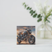 Mooie gedetailleerde ingewikkelde motorfiets vierkante visitekaartje (Staand voorkant)
