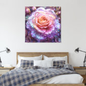 Mooie gedetailleerde roos canvas afdruk (Insitu (Slaapkamer))