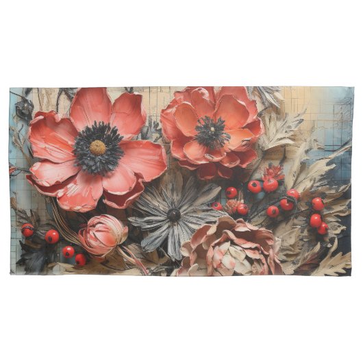 Mooie gedroogde bloem arrangement kussensloop (Voorkant-Links)