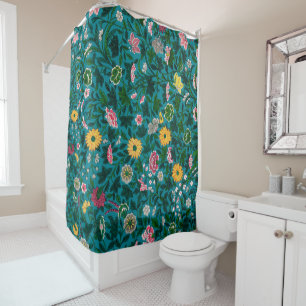 Mooie gedurfde bloem Boho blauw groen Douchegordijn