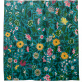 Mooie gedurfde bloem Boho blauw groen Douchegordijn (Voorkant)