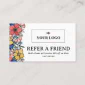 Mooie Geel Blauw Koraal Bloemen Logo Aanbevelingskaartje (Voorkant)