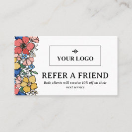 Mooie Geel Blauw Koraal Bloemen Logo Aanbevelingskaartje