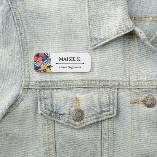 Mooie Geel Blauw Koraal Bloemen Naam Titel Naamplaatje (In situ)