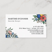 Mooie geel blauw koraal Bloemen Uw Logo Visitekaartje (Achterkant)