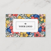 Mooie geel blauw koraal Bloemen Uw Logo Visitekaartje (Voorkant)