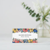 Mooie geel blauwe koraal bloemen visitekaartje (Staand voorkant)