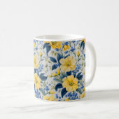 Mooie geel en blauw bloemen Mok (Voorkant rechts)