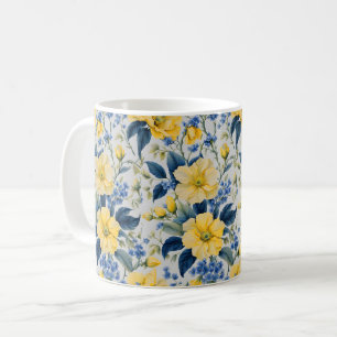 Mooie geel en blauw bloemen Mok
